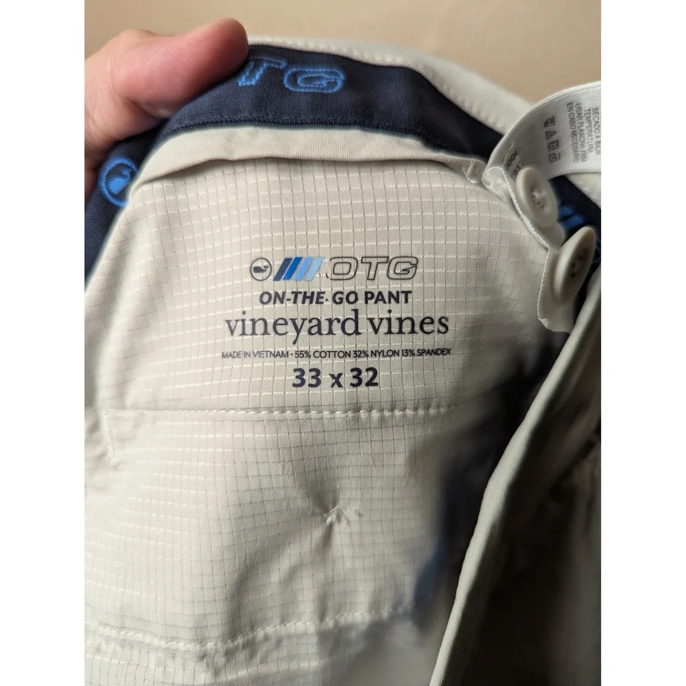 Vineyard Vines On-The-Go Pants Men 33x32 Khaki Chino Performance Stretch